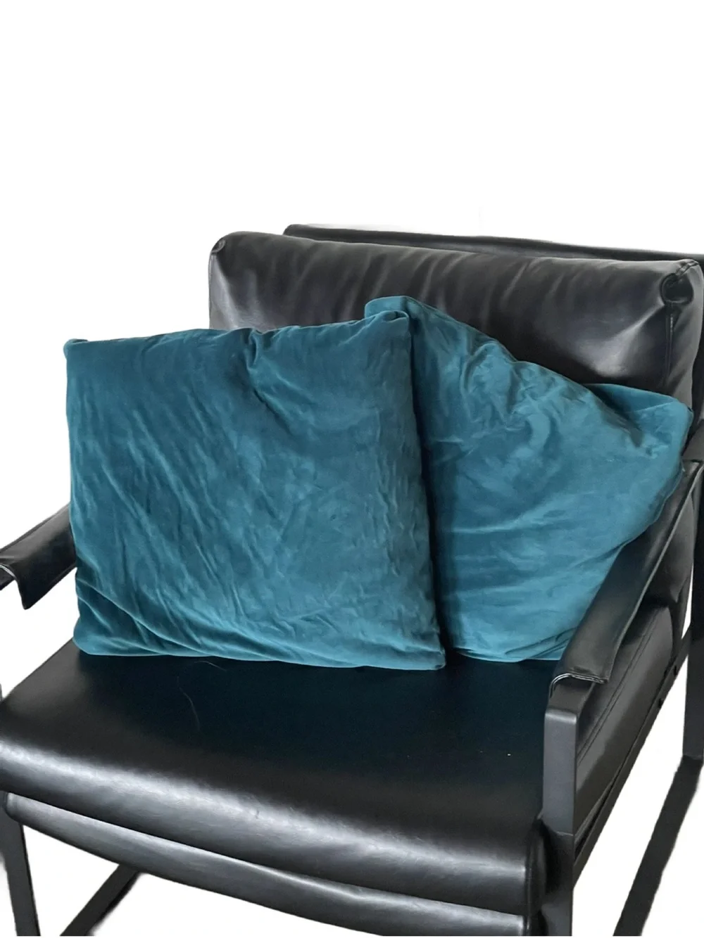 Turquoise Velvet Throw Pillow - Set of 2 - 17”x17”